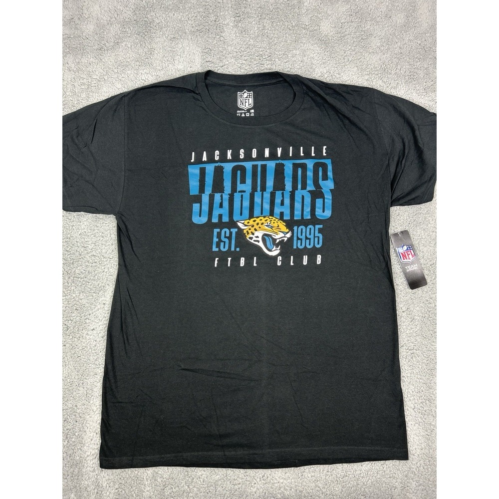 NFL Team Apparel Jacksonville Jaguars Mens Size Large Graphic Tee Black Blue